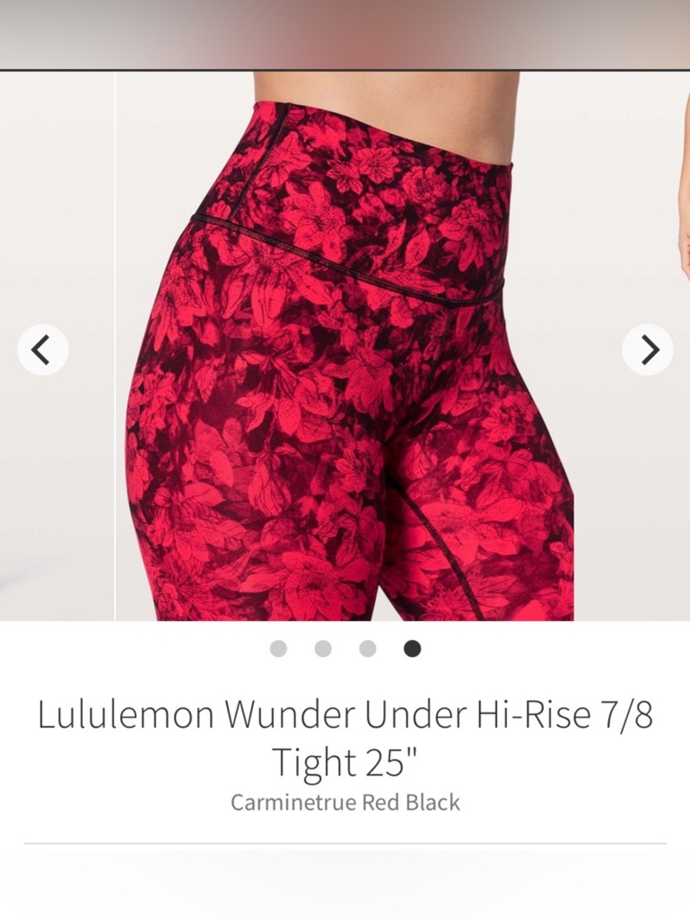Lululemon Wunder Under Hi-Rise 7/8 Tight — Carmine True Red & Black Floral